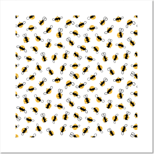 Cute bees bumblebee cartoon seamless pattern Posters and Art